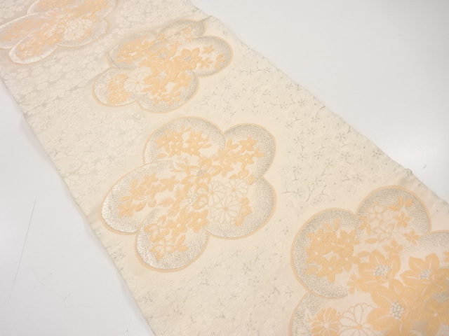 JAPANESE KIMONO / ANTIQUE FUKURO OBI / WOVEN UME & FLOWER